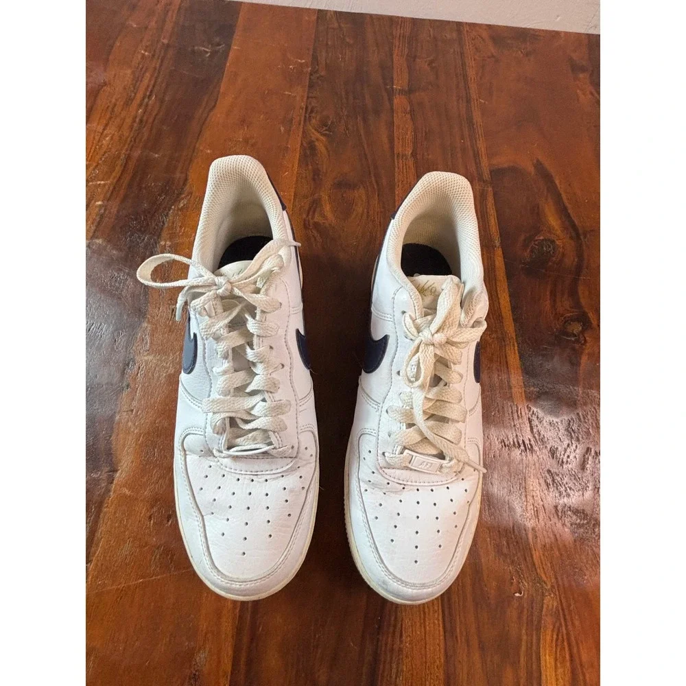 Nike Air Force 1‎ 07 Low Womens White Navy Gold Sneakers FZ6768-100 Size 9